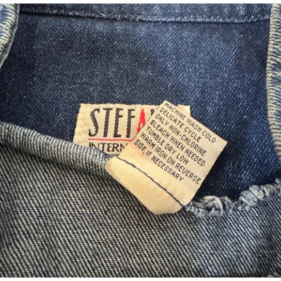 Vintage Military Style 90s Jacket Dark Jean Velvet Stefano Int. Size MED Womens - Picture 14 of 16